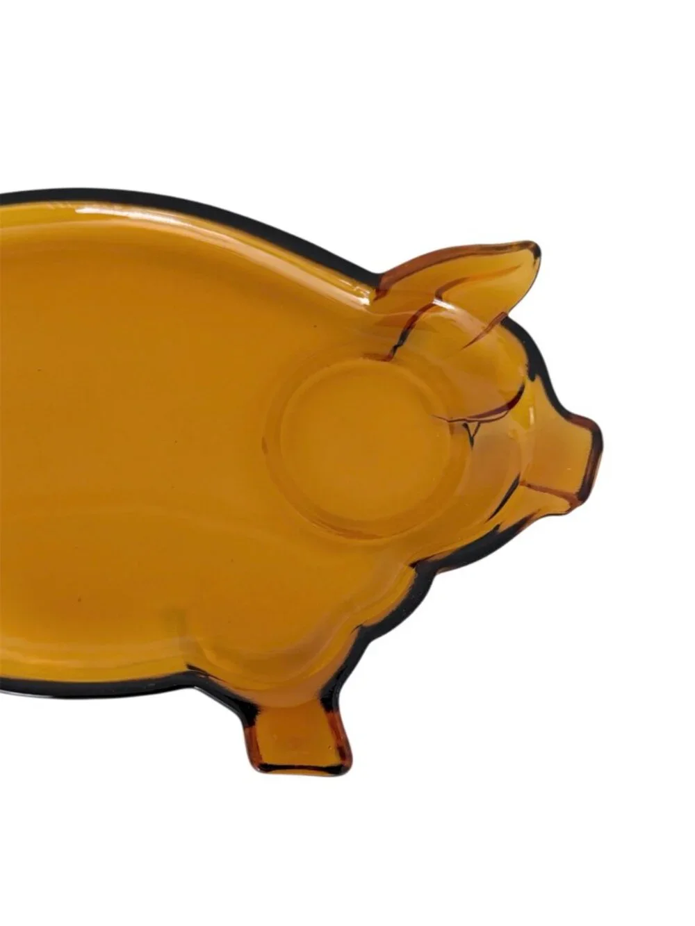 Vtg Tiara Indiana‎ Amber Glass Pig Shaped Serving Platter Plate Farmhouse Tray